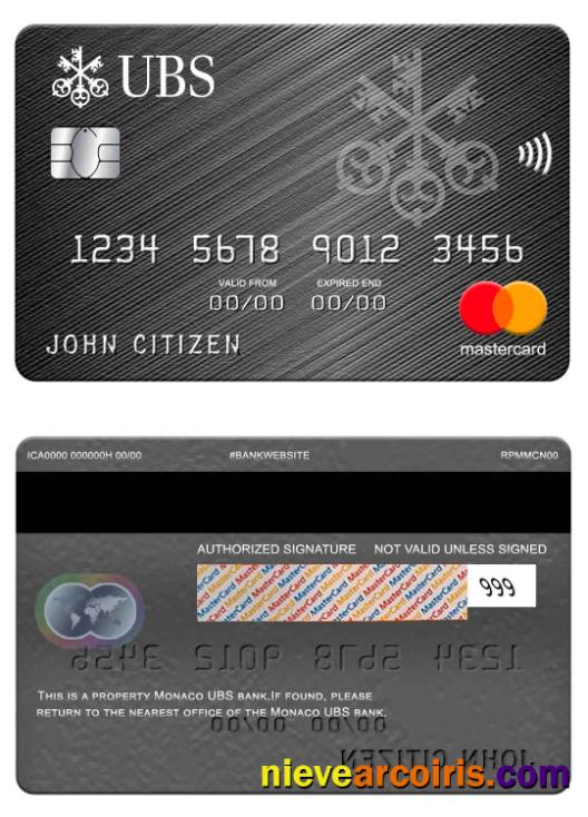 Monaco UBS bank mastercard